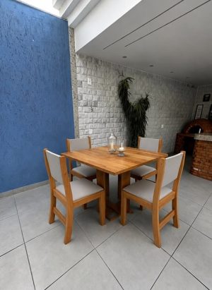 Sala Wave.Oasis 90x90 com 4 Cadeiras Sol Mel Linho Bronze Veiro