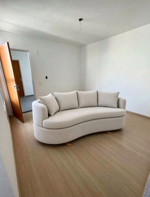 Sofa Living Organic M-204 3 Lugares 2,00m - Tecido Boucle Bege Claro B473 Martins Estofados