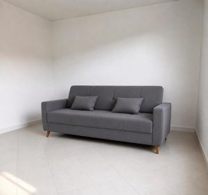 Sofá Cama Baú Pâmela Larg. 2.00m Veludo Grafite 425