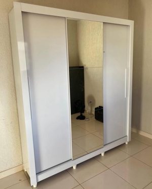 Roupeiro 3 Portas Panamá c/Espelho Branco Larg. 1.85m Sallêto