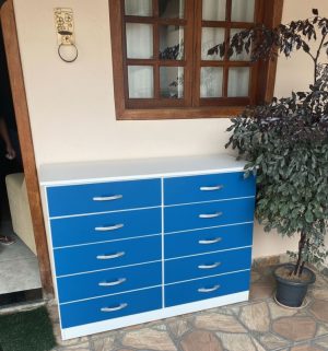 Comoda Macae.Parati 10 Gavetas Branco com Azul