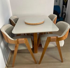 Mesa Pedro 120x90 Madeira Maciça C/4 Cadeiras Pérola Madeira Maciça