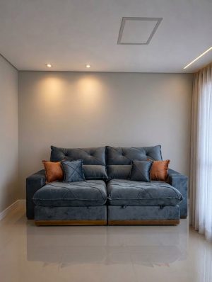 Sofá Retrátil Reclinável Pleno 2.10m – Cinza Veludo