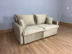 Sofá Cama Retrátil Reclinável Positano 1.80m Mod.80 – Capuccino Veludo