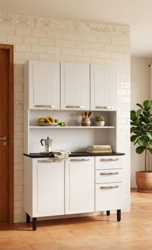 Armário De Aço Kit de Cozinha 1,05m Pratika – Branco