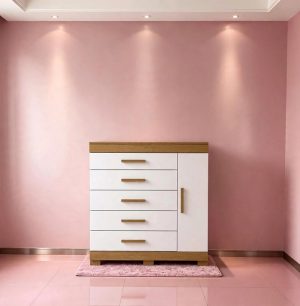 Cômoda Rayane 1 Porta 5 Gavetas 100% Mdf Cinamomo/off White
