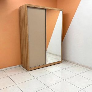 Guarda Roupa Casal Riva 2 Portas Deslizantes cinamomo/off white flex Touch com Espelho- Demóbile