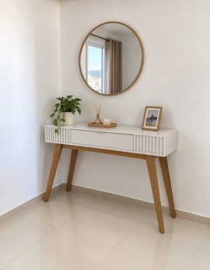 Aparador 1,36m Riviera Off White com 1 Gaveta e Detalhe Ripado - Colibri