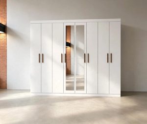 Guarda-Roupa 8 Portas Rubi 2,08 m(Com Espelho)Branco – CARIOCA MÓVEIS