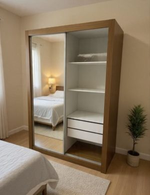 Guarda-Roupa Santiago c/ espelho 2 Portas e 2 Gavetas – Cinamomo