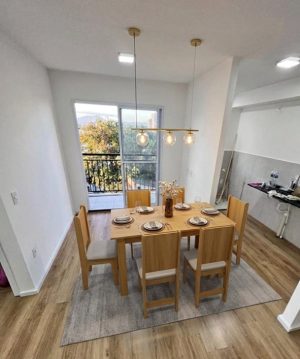 Conjunto Sala Jantar Sara Tmp Retangular 136 Mel com 6 Cds Luana Mel-Savana Sonetto Moveis - Sr