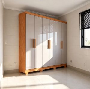 Guarda-Roupa Sergipe Larg. 1.80m  6 Portas Nature/Off White Bianchi