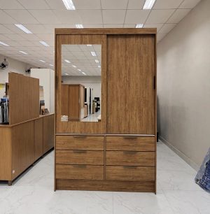 Guarda-roupa 2 portas Sevilha c/ espelho e pés Larg. 1.08m Freijó Carioca