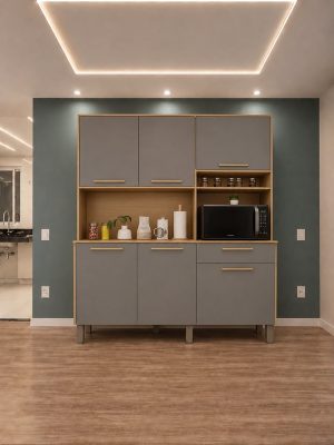 Armário Cozinha Siena premium 6 Portas 1 Gaveta jequitiba/granizo Larg. 1.40m Sallêto