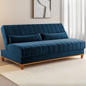 Sofá Cama Luna/Duna 1,80 m Veludo Azul – VIERO MÓVEIS