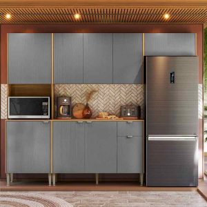 Cozinha Soul com Balcao 1200 9P1G Freijo.Caramelo Kits Parana