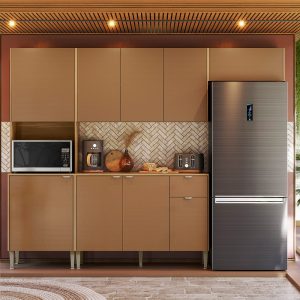 Cozinha Soul com Balcao 1200 9P1G Freijo.Caramelo Kits Parana