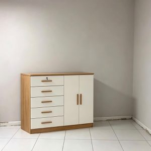 Cômoda Space 5 Gavetas c/ Chave 100%Mdf - Cumaru/Fendi - Novo horizonte