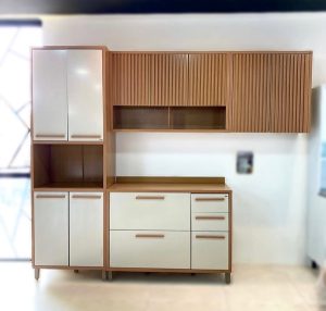 Armário De Cozinha Torino Ripado 2.73 Cinamono/Off White