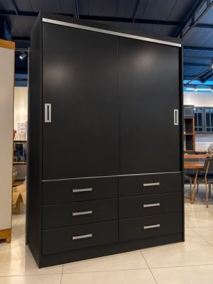 Guarda Roupa Veneza Solteiro 2 Portas 6 Gavetas Evidencia - preto