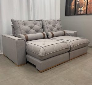 Sofá Retrátil e Reclinável Vicam 029 2.50 m Linho Cinza
