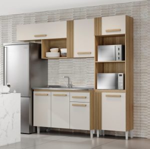 Cozinha Compacta para Pia + Balcão 3P1G Vitória 2.40 m Atacama/Off White – ARAMÓVEIS