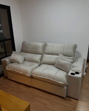 Sofá Retrátil e Reclinável Zeus/Afrodite 2.90 m Bege